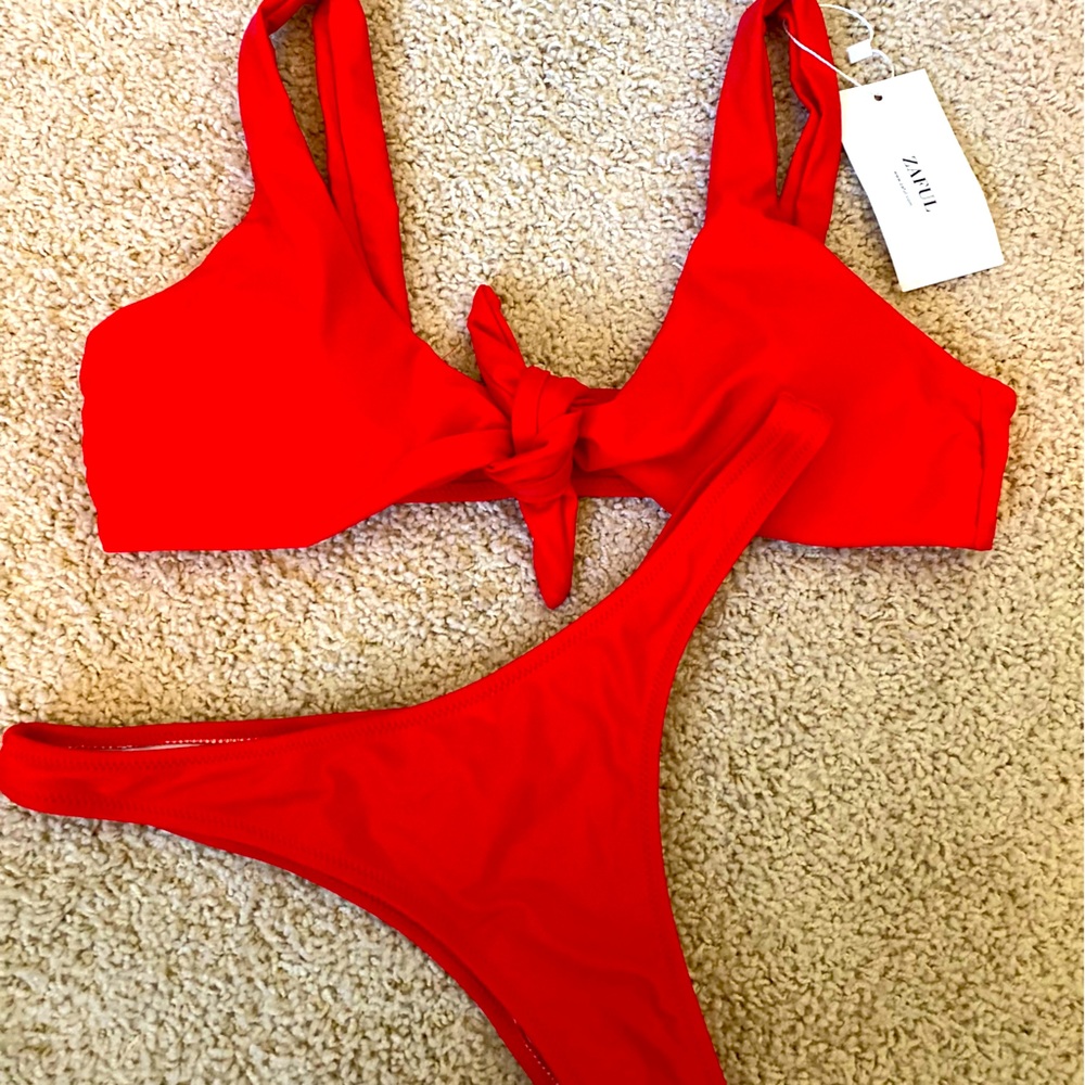 Zaful Bikini NWT Red 2-piece Swim Set - Size M